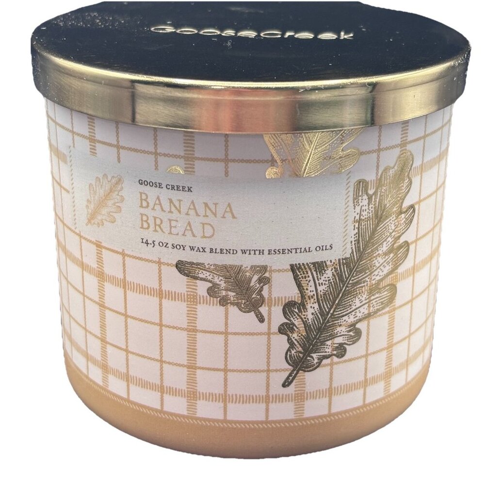 Goose Creek Sweet Banana Bread 3 wick Candle 14.5 oz Jar Butter Vanilla Cinnamon